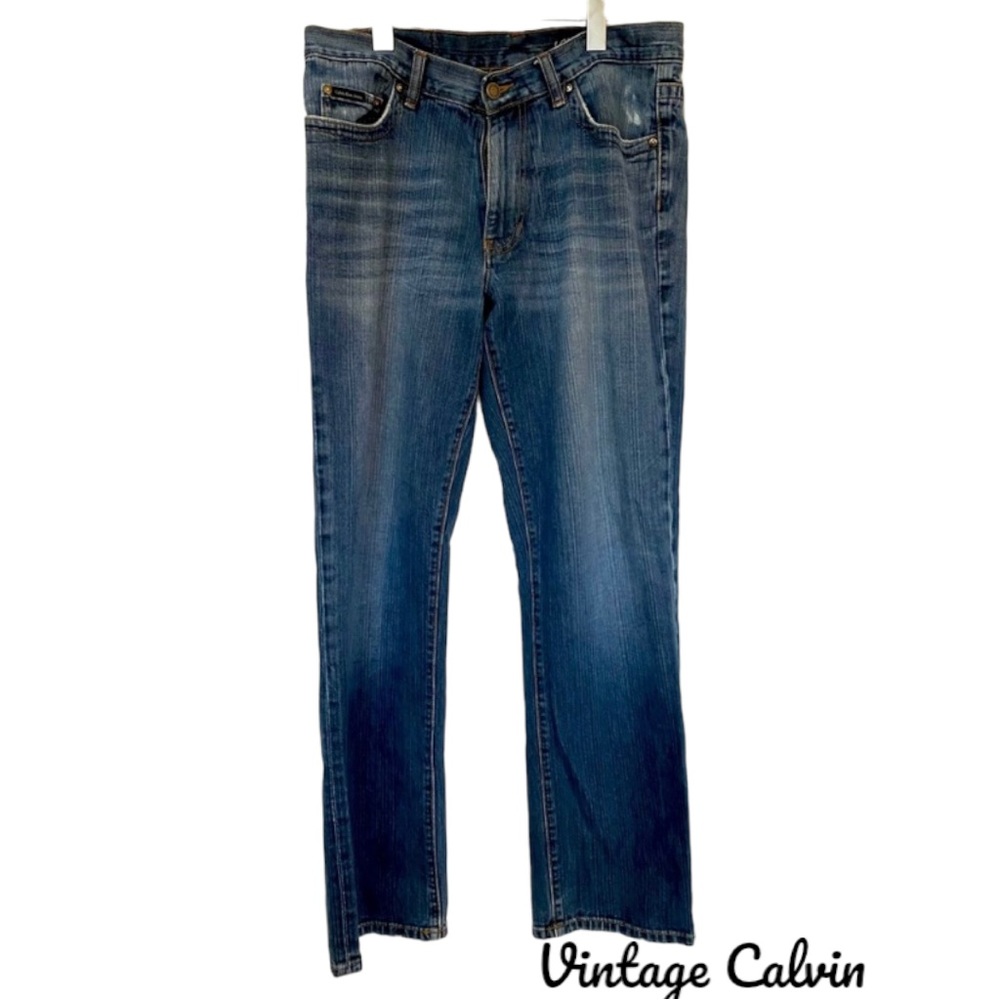 Vintage Calvin Klein Blue Jeans, Low Rise, Straight, 33/32